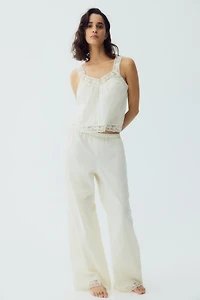 Lace-Trimmed Cotton Pajamas