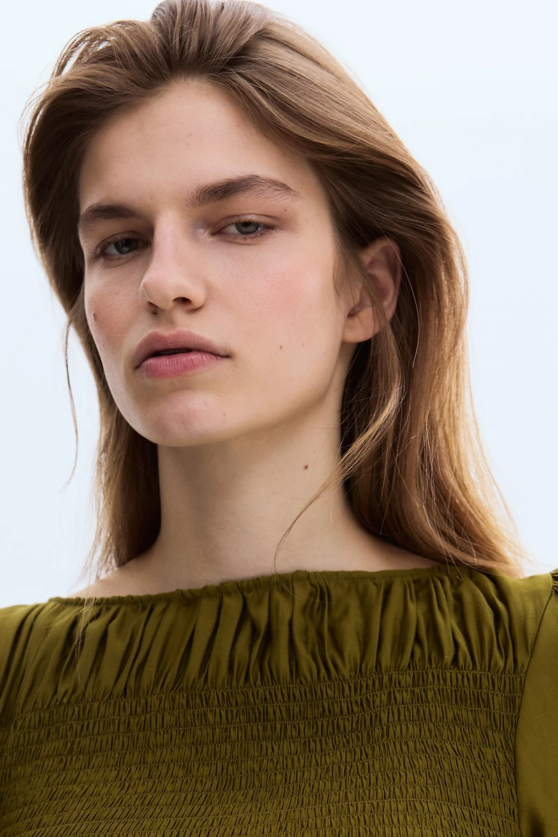 Smocked Viscose-Blend Blouse