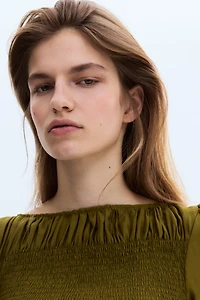 Smocked Viscose-Blend Blouse