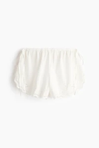 Short de plage en coton avec broderie anglaise