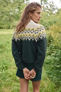 Jacquard-Knit Cardigan