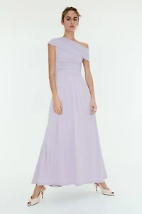 Draped One-Shoulder Jersey Dress