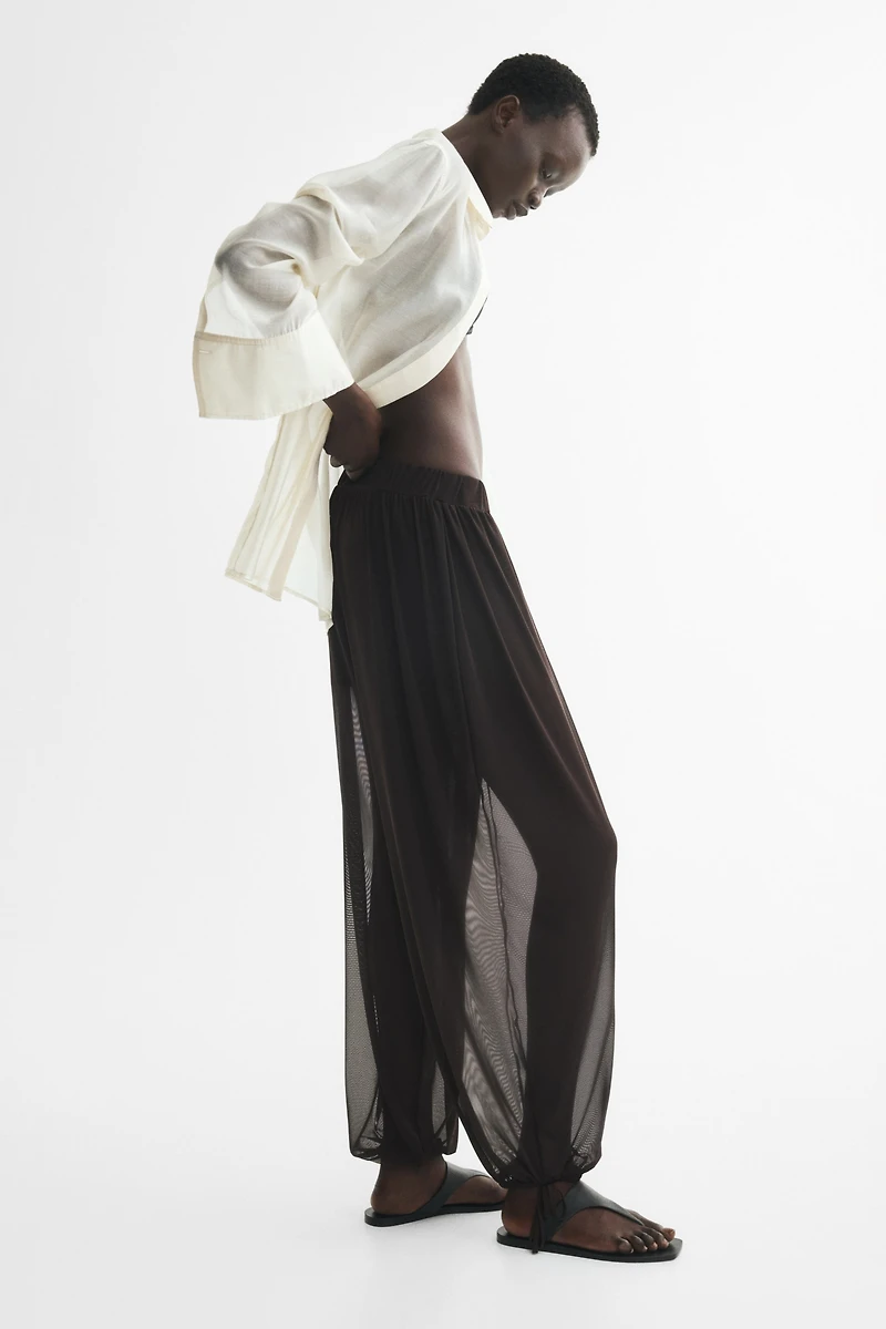 Mesh Balloon-Leg Pants