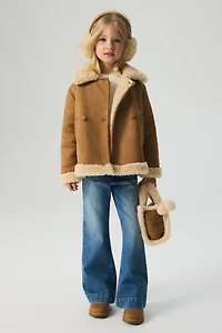 Fluffy-Trimmed Pea Coat