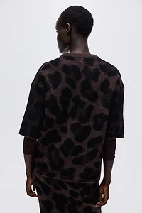 Chandail carré en tricot jacquard