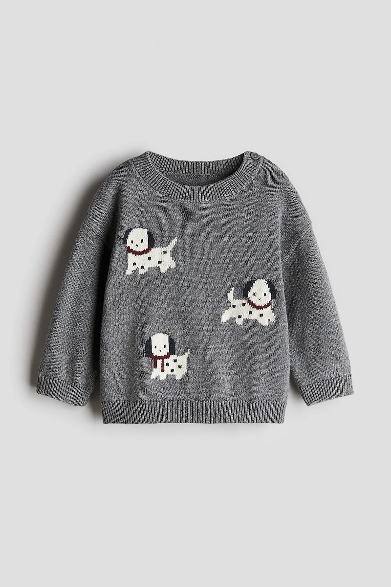 Jacquard-Knit Cotton Sweater
