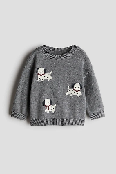 Jacquard-Knit Cotton Sweater