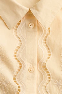 Cotton Beach Shirt with Eyelet Embroidery