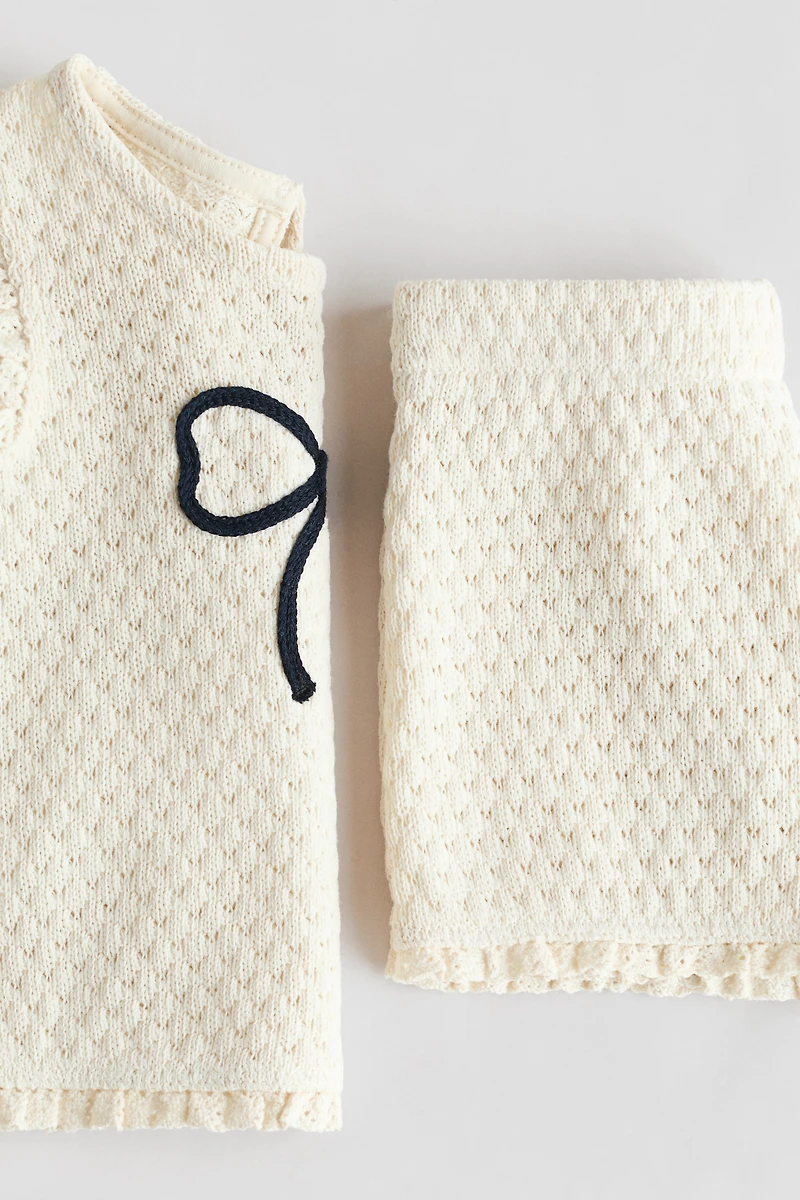 2-Piece Pointelle-Knit Cotton Set