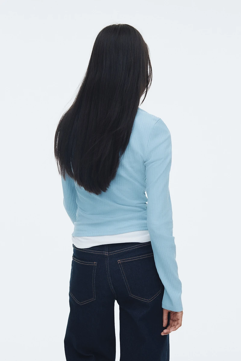 Ribbed Top with Collar