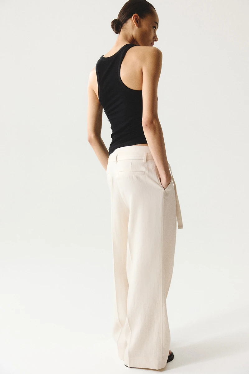Wide-Leg Pants with Belt
