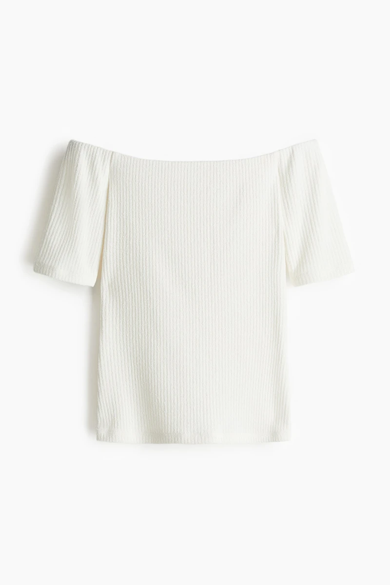 Haut à épaules nues en tricot côtelé