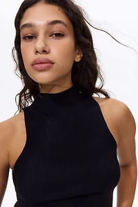 Rib-knit turtleneck top
