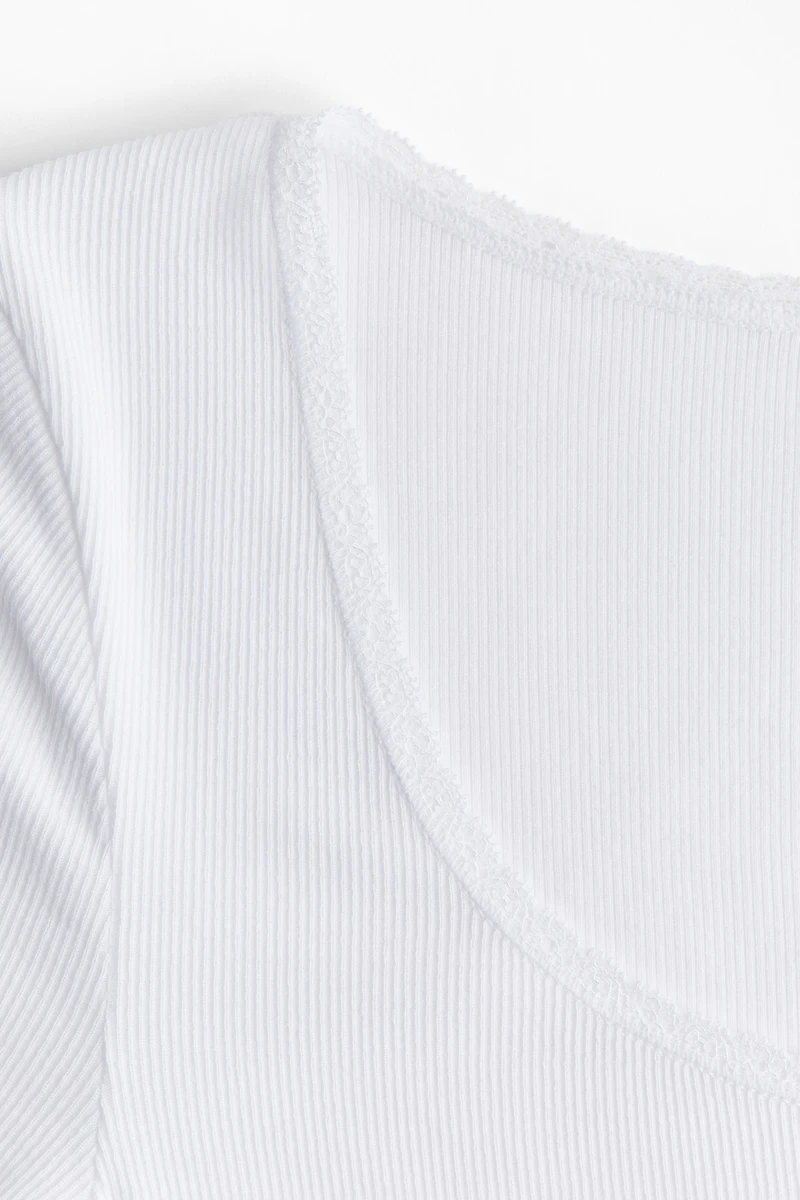 Lace-Trimmed Ribbed Top