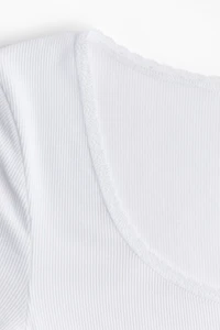 Lace-Trimmed Ribbed Top