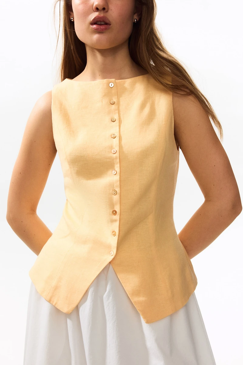 Chandail sans manches en lin mélangé