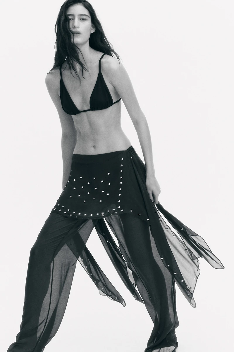 Studded Pants with Layered Skirt