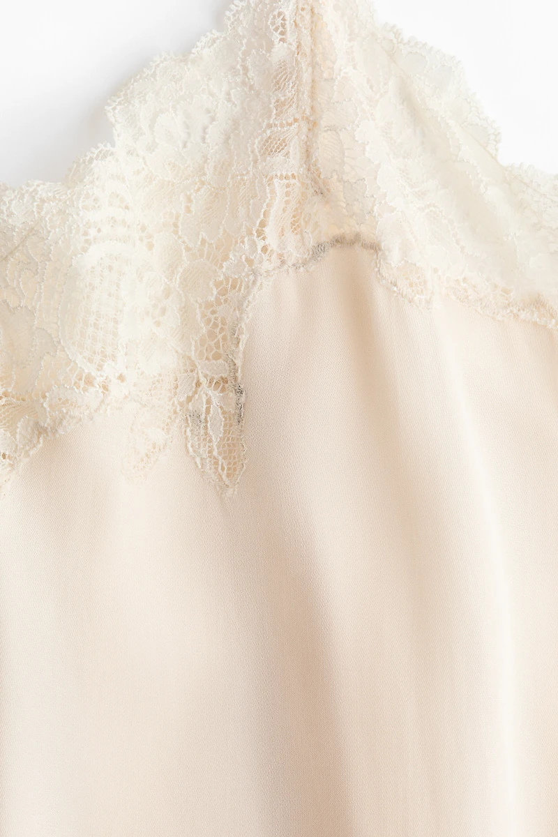 Lace-Trimmed Satin Slip Dress