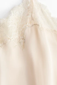 Lace-Trimmed Satin Slip Dress