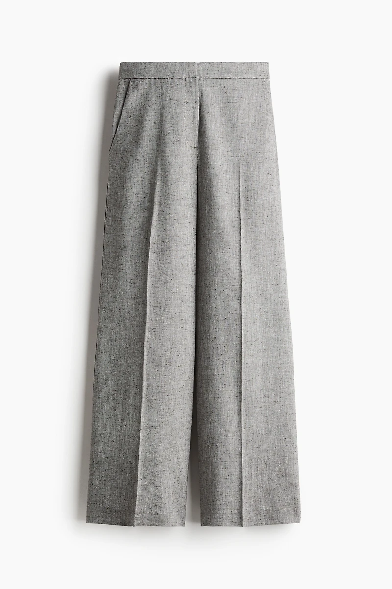 Wide-Leg Linen-Blend Pants