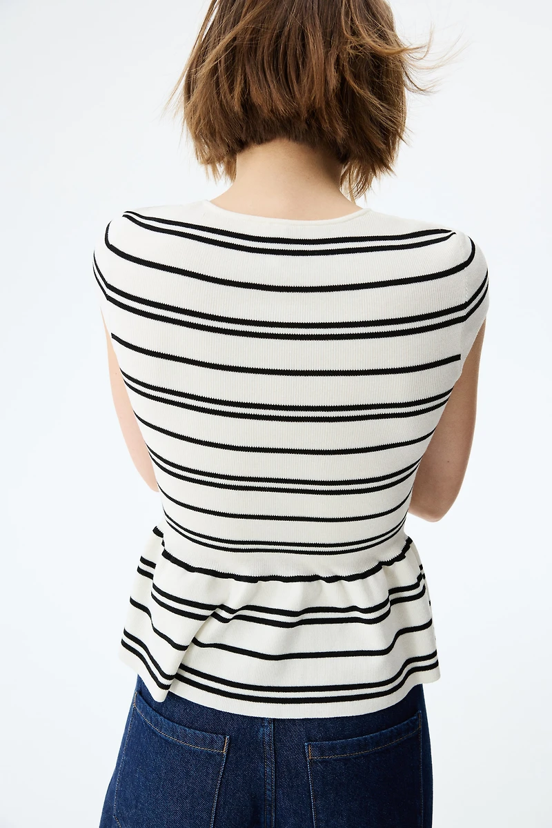 Short-Sleeved Peplum Cardigan