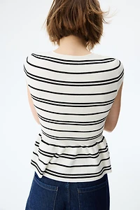 Short-Sleeved Peplum Cardigan