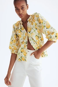 Blouse en popeline avec manches ballon