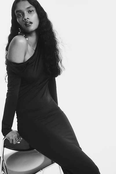 Draped one-shoulder dress