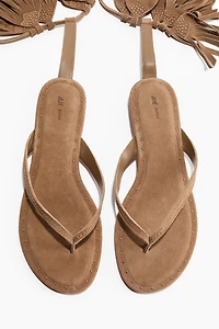 Fringed-Detail Suede Sandals