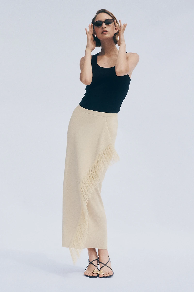 Fringe-Trimmed Skirt