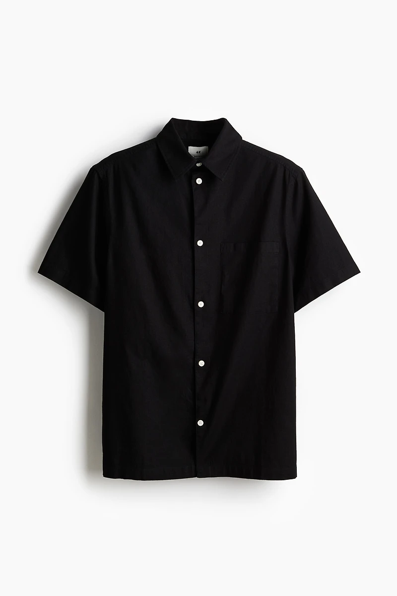 Regular Fit Short-sleeved Linen-Blend Shirt