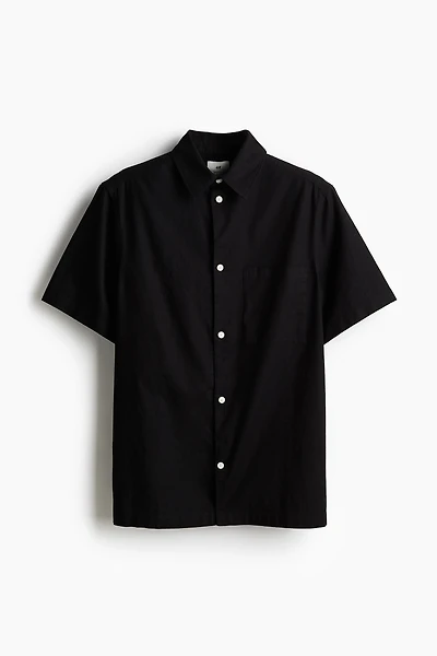 Regular Fit Short-sleeved Linen-Blend Shirt
