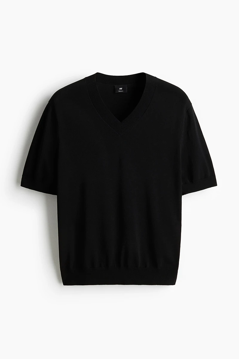Regular-Fit Fine-Knit V-Neck T-Shirt