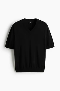 Regular-Fit Fine-Knit V-Neck T-Shirt