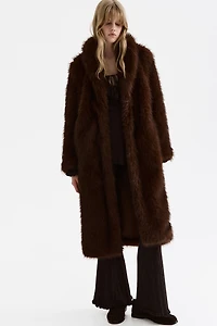 Fluffy Coat with Shawl Collar