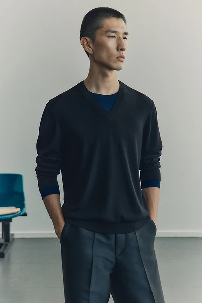 Regular-Fit Fine-Knit Wool Sweater