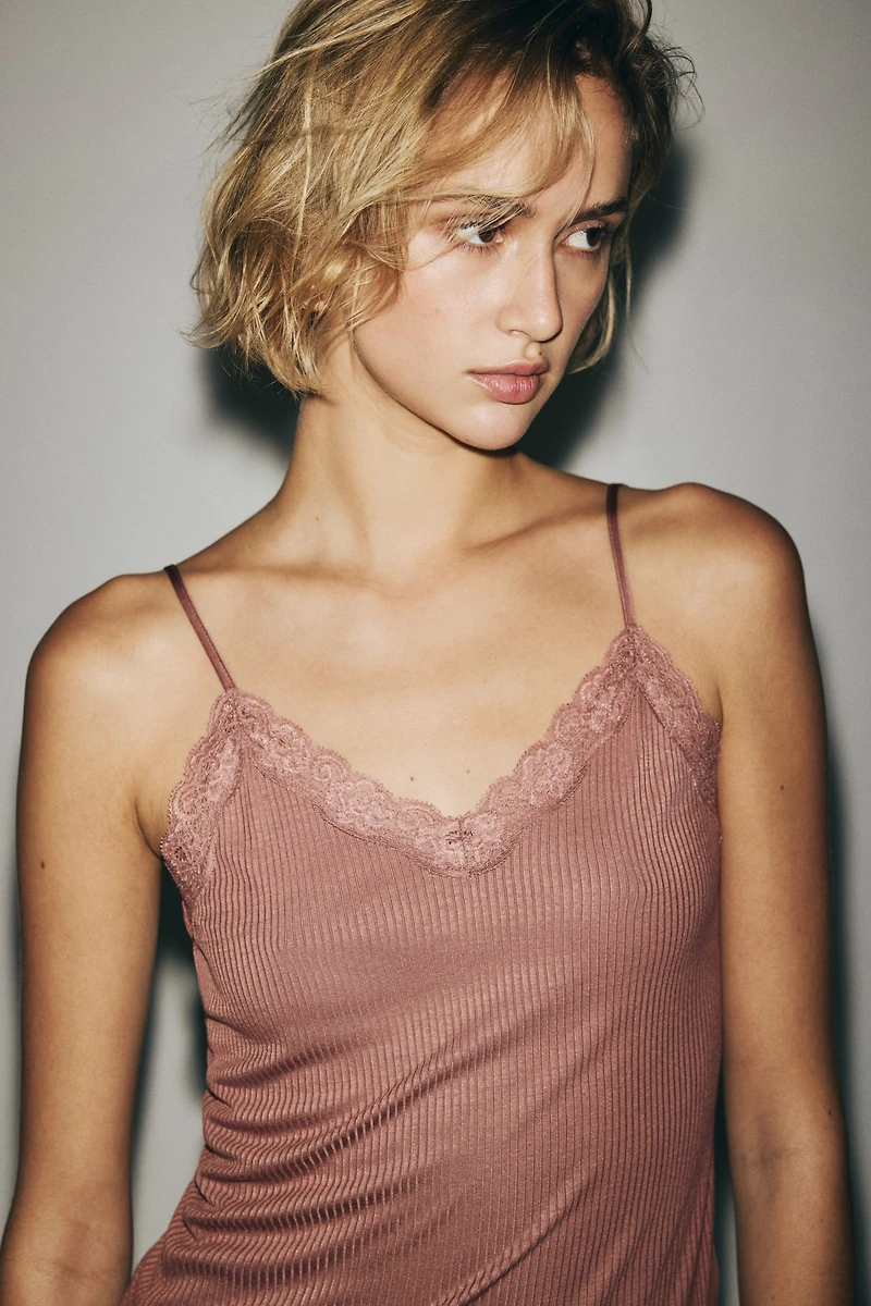 Lace-Trimmed Camisole Top