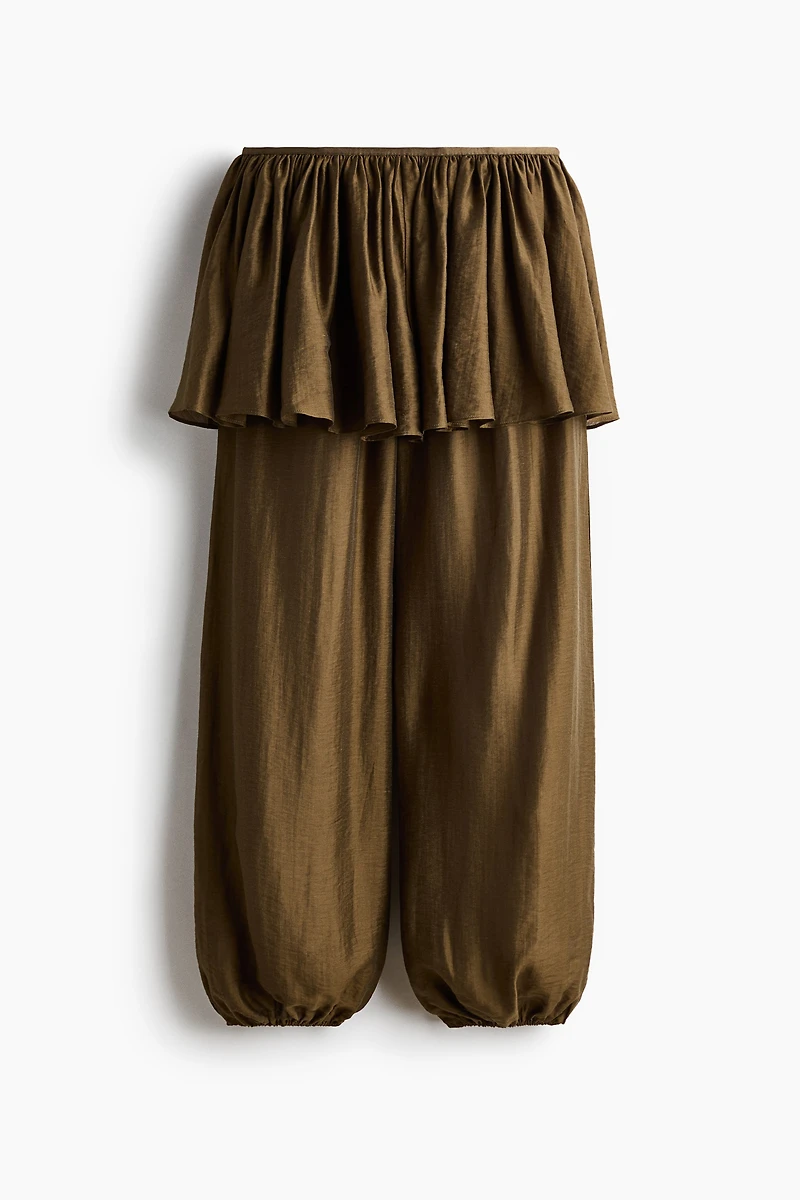 Balloon-Leg Pants with Layered Skirt