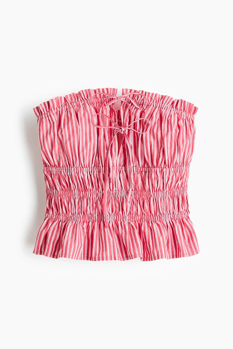 Drawstring-Detail Cotton Bandeau Top