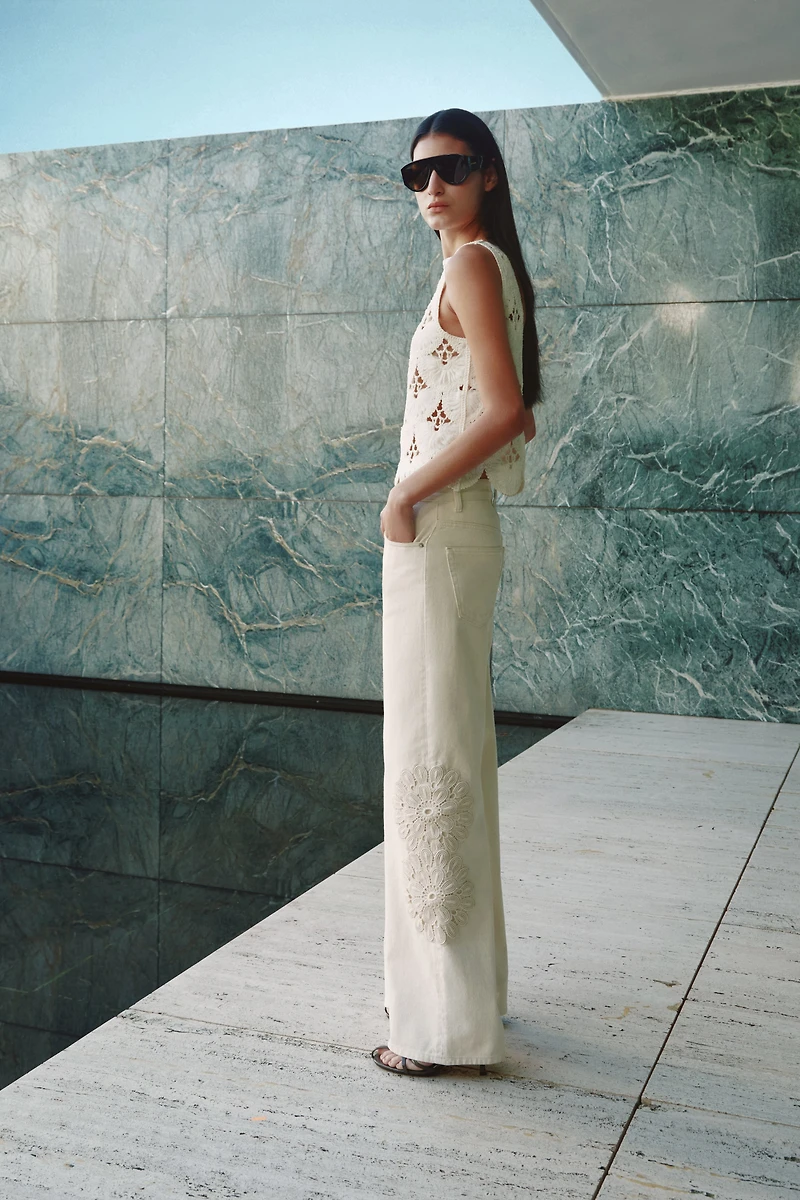 Jean avec détails style crocheté