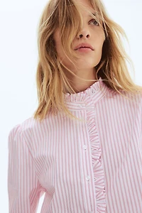 Ruffle-Trimmed Poplin Blouse