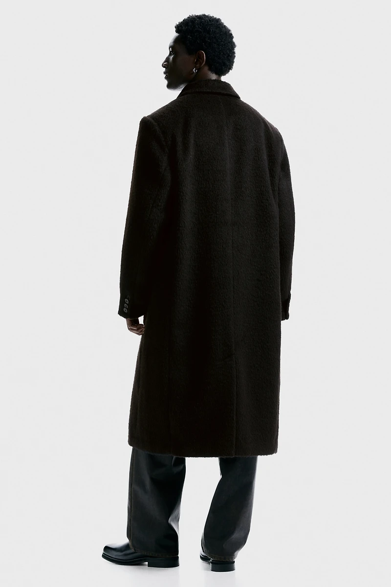 Manteau à fermeture droite en laine mélangée