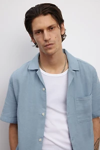 Chemise texturée classique avec col cubain