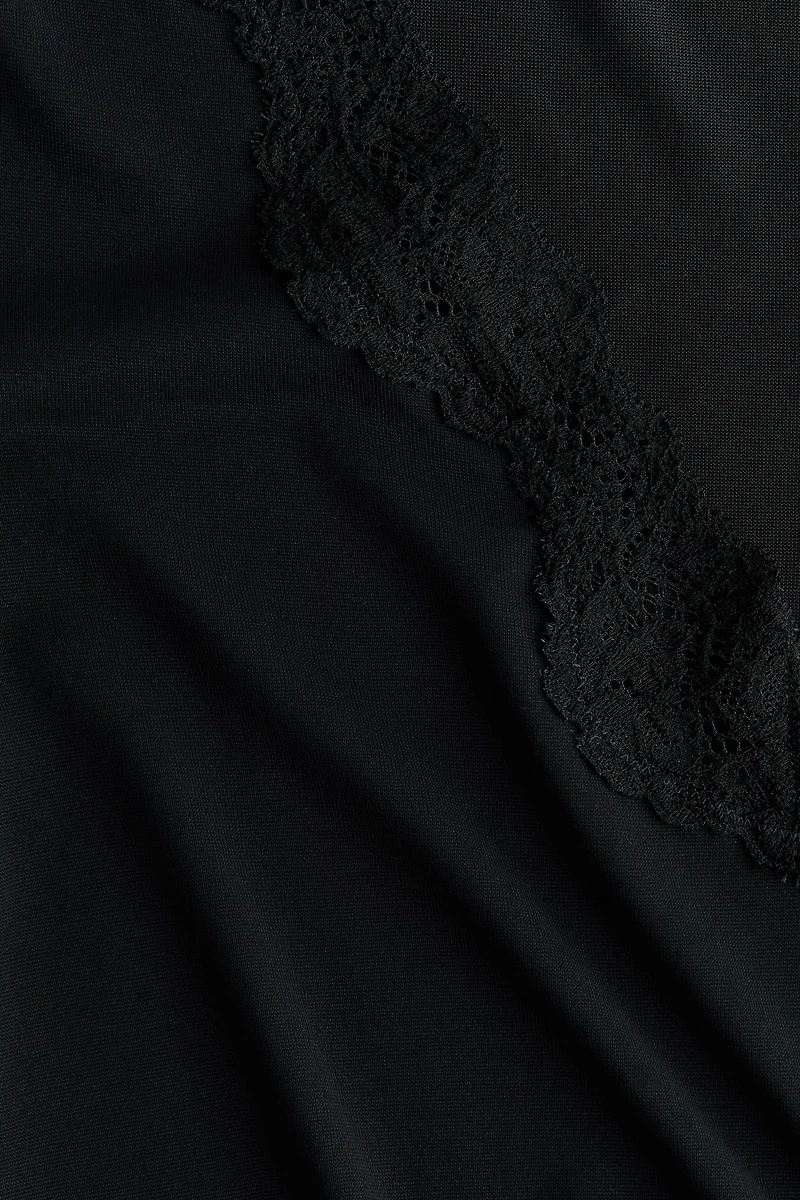 Long-Sleeved Top with Lace Trim