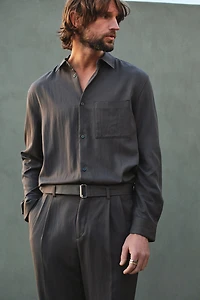 Regular-Fit Twill Pants with Belt