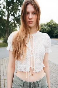 Pointelle-Knit Top