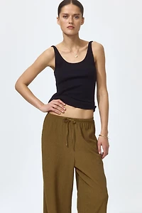 Wide-cut Pull-on Pants