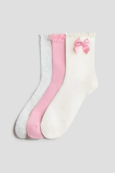 3-Pack Ruffle-Trimmed Socks