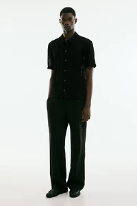 Regular Fit Crochet-Look Shirt