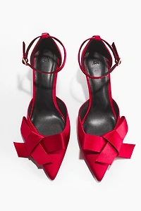 Bow-Detail Satin Pumps
